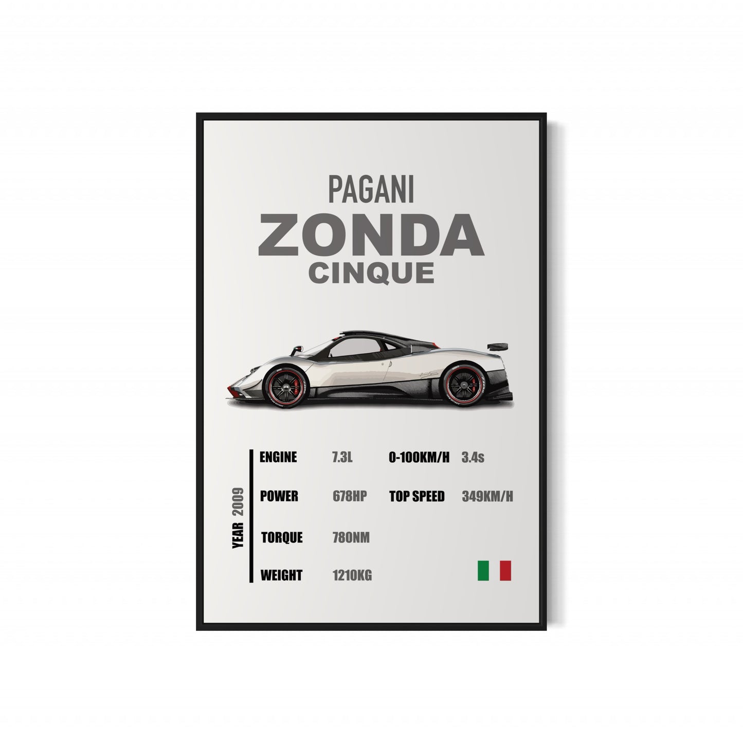Pagani Zonda Cinque - Specifications Poster