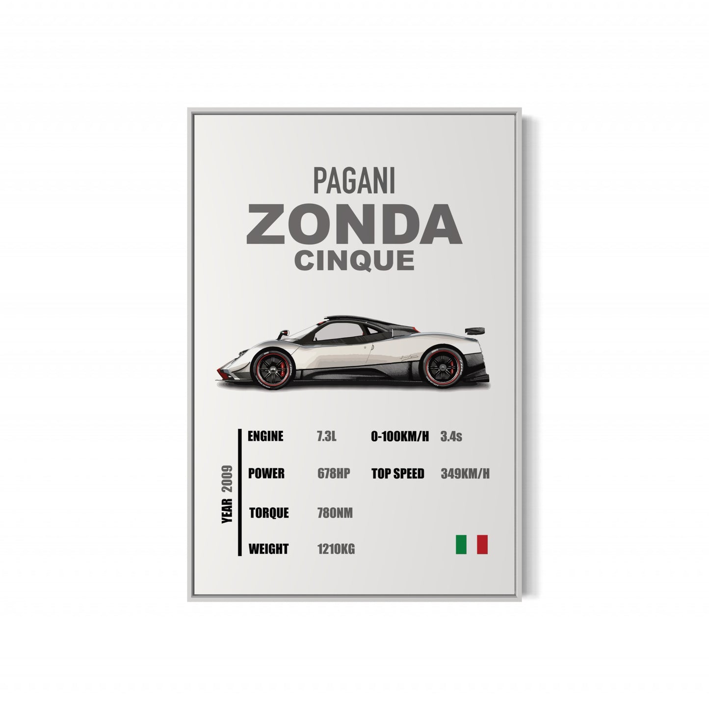 Pagani Zonda Cinque - Specifications Poster