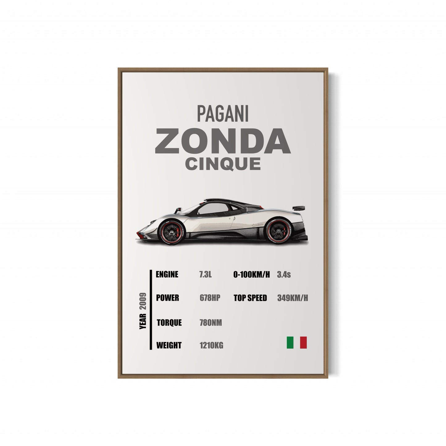Pagani Zonda Cinque - Specifications Poster