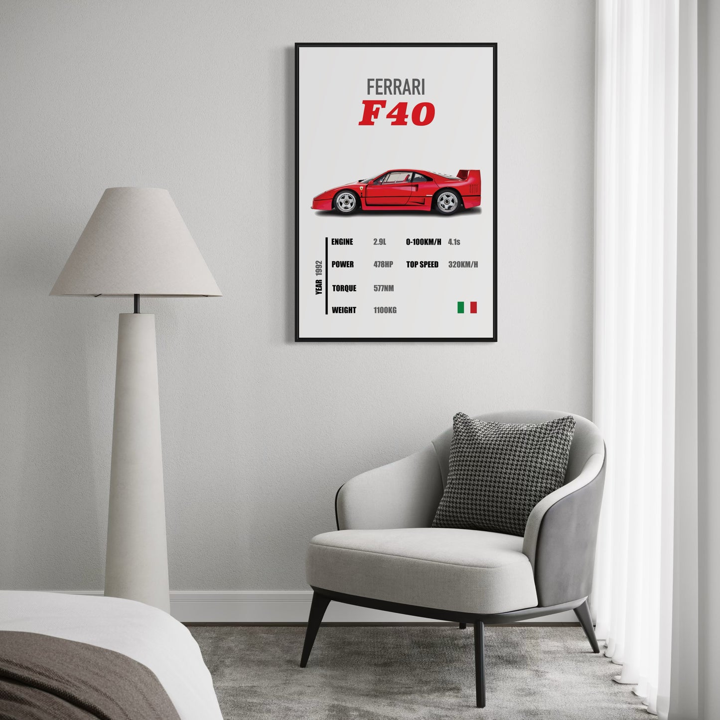 Ferrari F40 - Specifications Poster