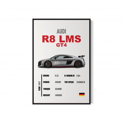 Audi R8 LMS GT4 - Specifications Poster