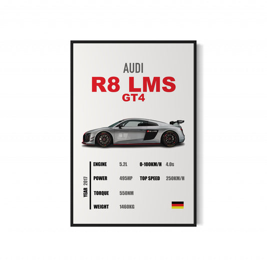 Audi R8 LMS GT4 - Specifications Poster