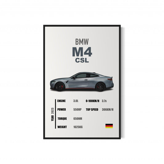 BMW M4 CSL - Specifications Poster