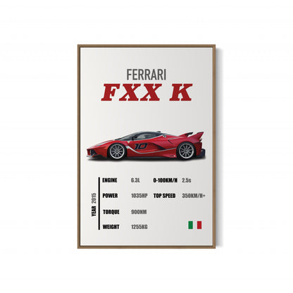 Ferrari FXX K - Specifications Poster