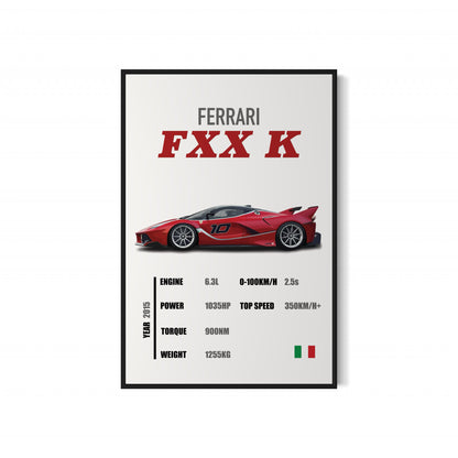 Ferrari FXX K - Specifications Poster