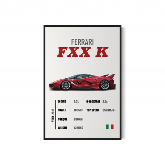 Ferrari FXX K - Specifications Poster