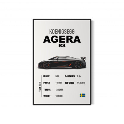 Koenigsegg Agera RS - Specifications Poster