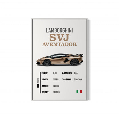 Lamborghini Aventador SVJ - Specifications Poster