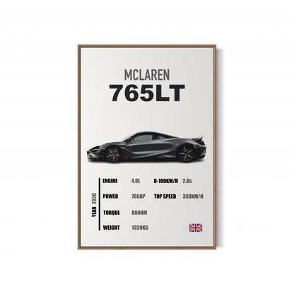 Mclaren 765LT - Specifications Poster