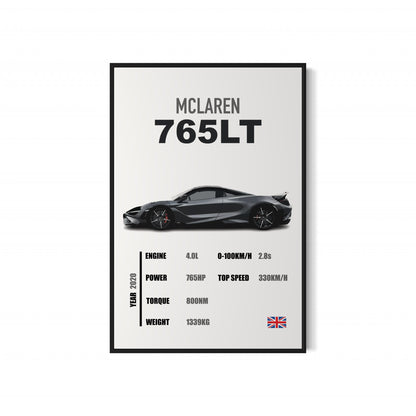 Mclaren 765LT - Specifications Poster