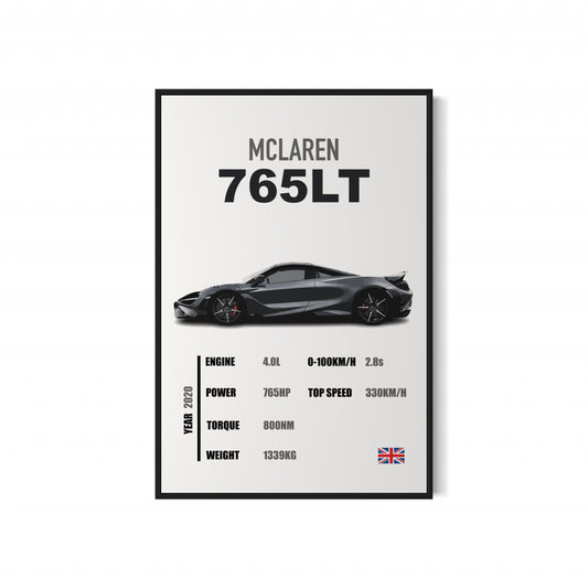 Mclaren 765LT - Specifications Poster