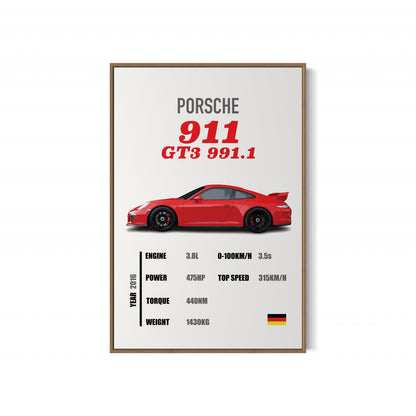 Porsche 911 GT3 991.1 - Specifications Poster