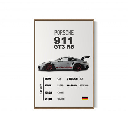 Porsche 911 GT3 RS - Specifications Poster