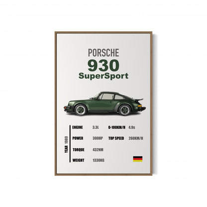 Porsche 930 SuperSport - Specifications Poster