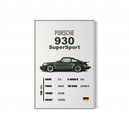 Porsche 930 SuperSport - Specifications Poster