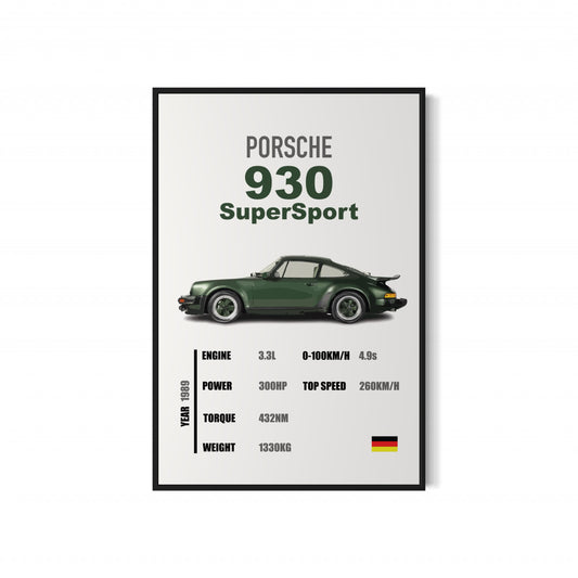 Porsche 930 SuperSport - Specifications Poster